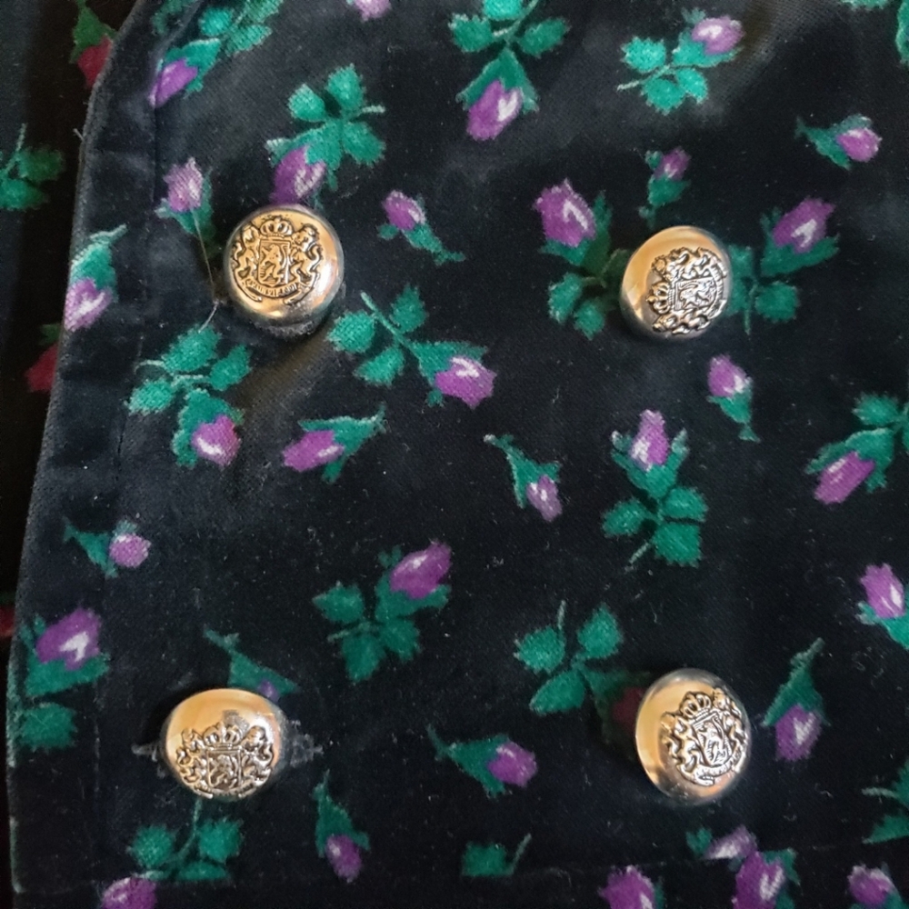 Anna Sui vintage velvet floral coat Goth Grunge Punk Mid 90's - Picture 3 of 5
